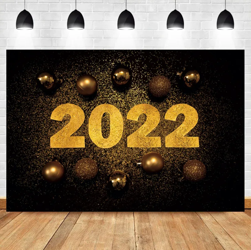 

С Новым Годом 2022 Золотой блестящий шар День рождения портрет фото фон фотографический фон для фотостудии