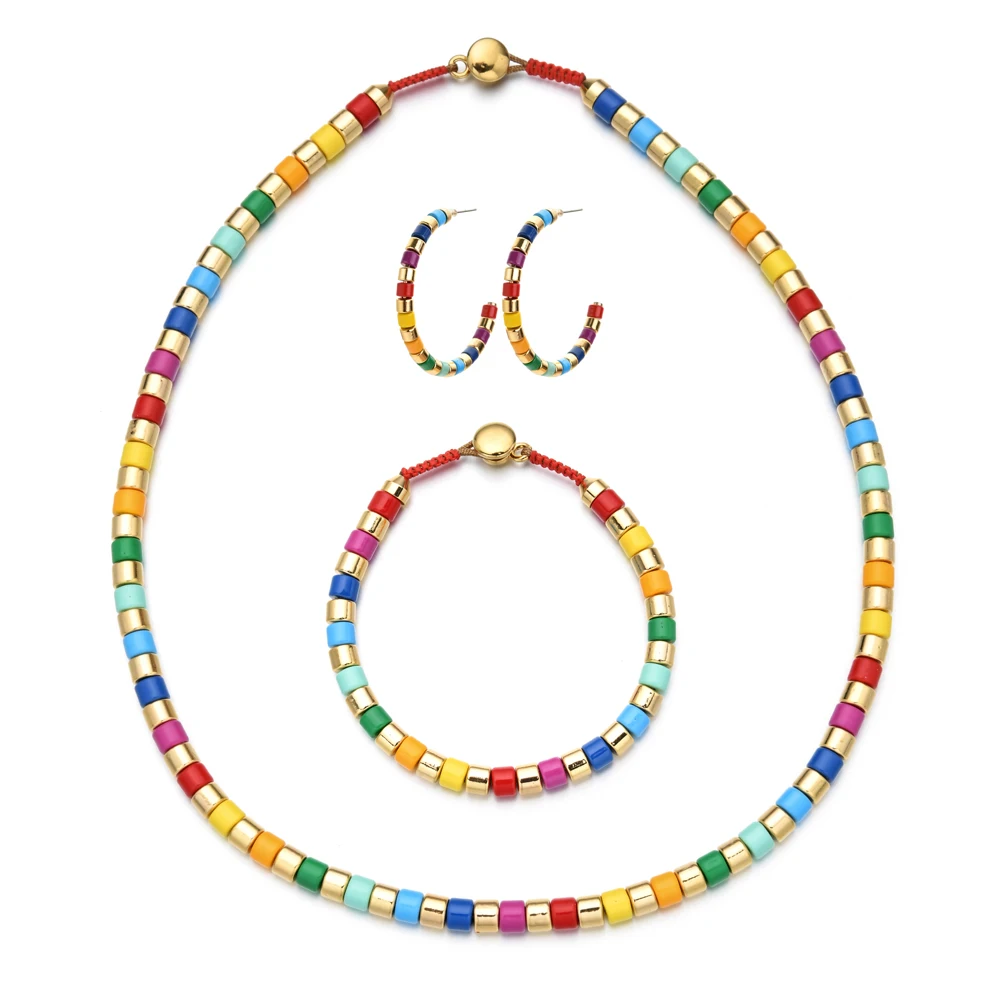 Boho Beads Luxury Jewelry sets Fashion Jewelry Necklace Earring Bracelet Women Wedding Engagement Party Gift Accessories
Boho Beads Luxury Jewelry sets Fashion Jewelry Necklace Earring Bracelet Women Wedding Engagement Party Gift Accessories