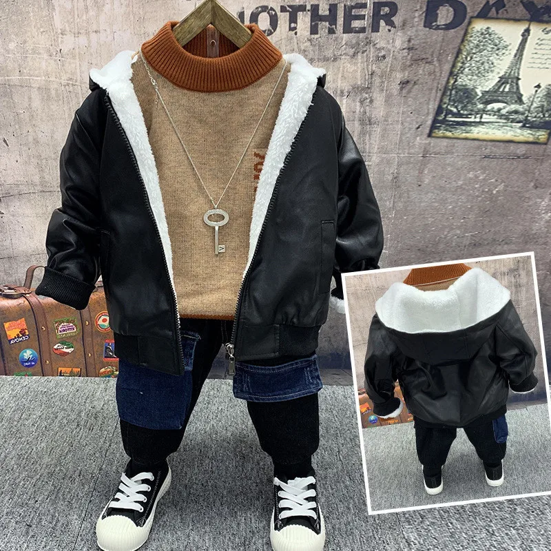 2 3 4 5 6 Years Boys Clothing Sets Plus Velvet PU Leather Jacket Sweater Casual Big Pocket Trousers Kids Tracksuit Autumn Winter
2 3 4 5 6 Years Boys Clothing Sets Plus Velvet PU Leather Jacket Sweater Casual Big Pocket Trousers Kids Tracksuit Autumn Winter