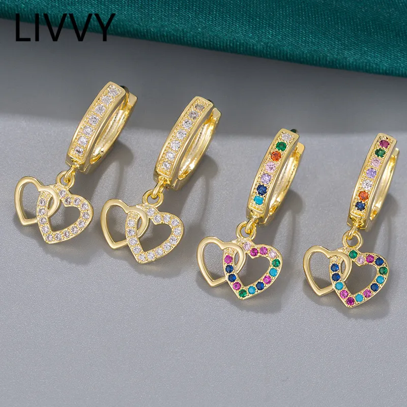 LIVVY 2021 New Fashion Double Heart Connected Pendant Rainbow Earrings Women Gilrs Colorful Zircon Jewelry Accessories
LIVVY 2021 New Fashion Double Heart Connected Pendant Rainbow Earrings Women Gilrs Colorful Zircon Jewelry Accessories