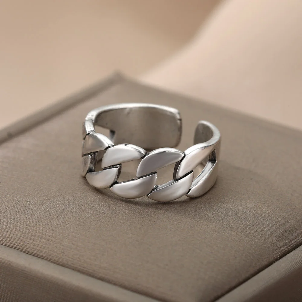 Minimalist Retro Stainless Steel Chain Open Rings For Women Men Silver Color Finger Rings Engagement Wedding Party Jewelry
Minimalist Retro Stainless Steel Chain Open Rings For Women Men Silver Color Finger Rings Engagement Wedding Party Jewelry