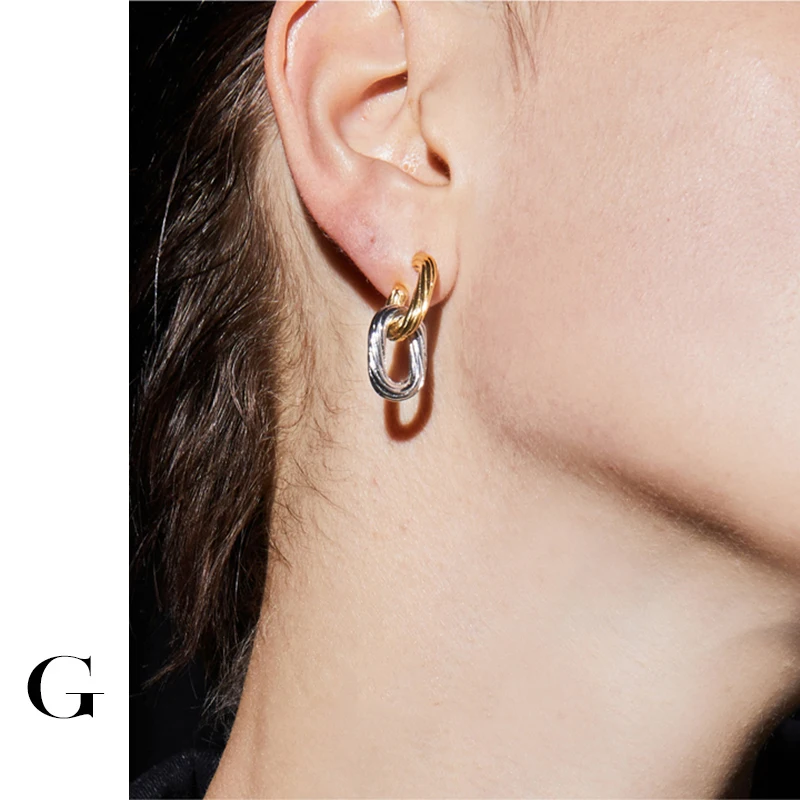 GHIDBK Long Geometrical Street Style Gold/Silver Color Mixed Twisted Hoop Earrings Vintage Adjustable Minimalist Chain Earring
GHIDBK Long Geometrical Street Style Gold/Silver Color Mixed Twisted Hoop Earrings Vintage Adjustable Minimalist Chain Earring