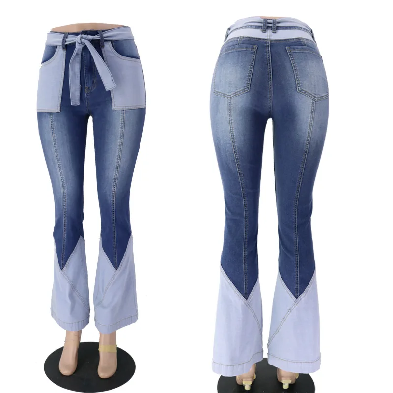 Women's Fashion Retro Casual Jeans Two-color Stitching Belt Multi-pocket Design New High Waist Beautiful Denim Flared Long Pants
Women's Fashion Retro Casual Jeans Two-color Stitching Belt Multi-pocket Design New High Waist Beautiful Denim Flared Long Pants