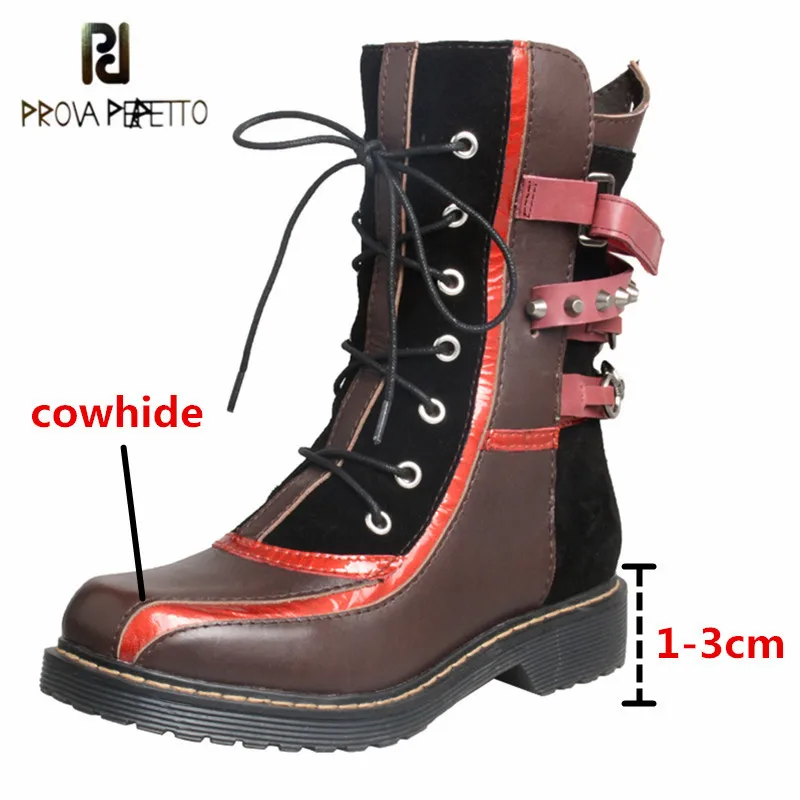 Prova Perfetto Genuine Leather Rivet Women Martin Boots Fashion Mixed Colors Round Toe Thick Bottom Wearproof Casual Shoes 2021
Prova Perfetto Genuine Leather Rivet Women Martin Boots Fashion Mixed Colors Round Toe Thick Bottom Wearproof Casual Shoes 2021