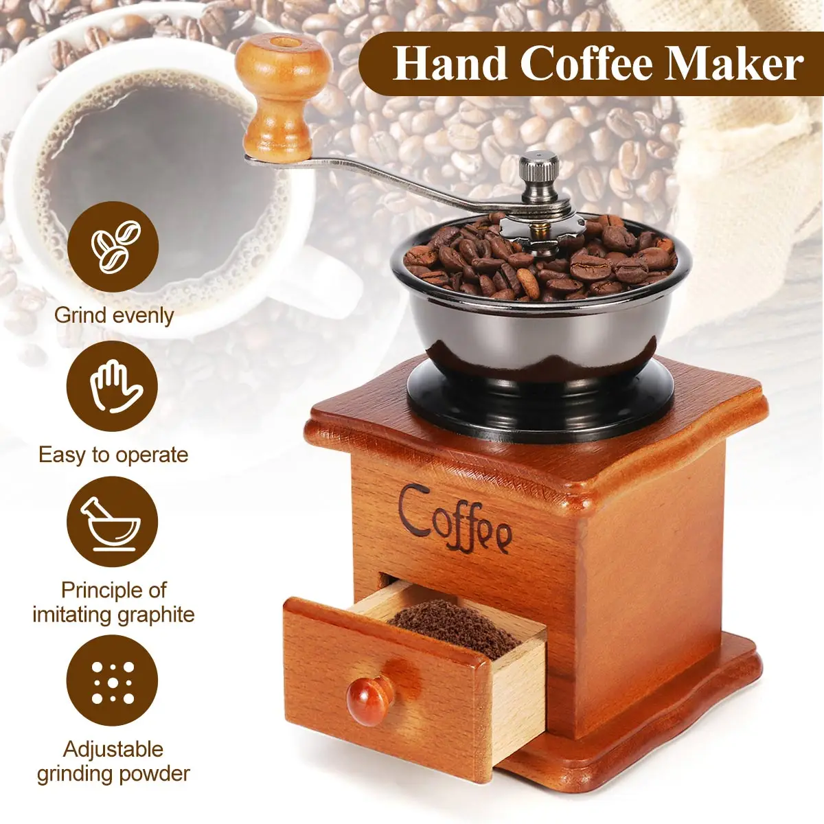 Retro Coffee Maker Manual Coffee Maker Hand Coffee Beans Grinding Grinder Machine Hand Coffee Burr Mill Manual Bean Grinder
Retro Coffee Maker Manual Coffee Maker Hand Coffee Beans Grinding Grinder Machine Hand Coffee Burr Mill Manual Bean Grinder