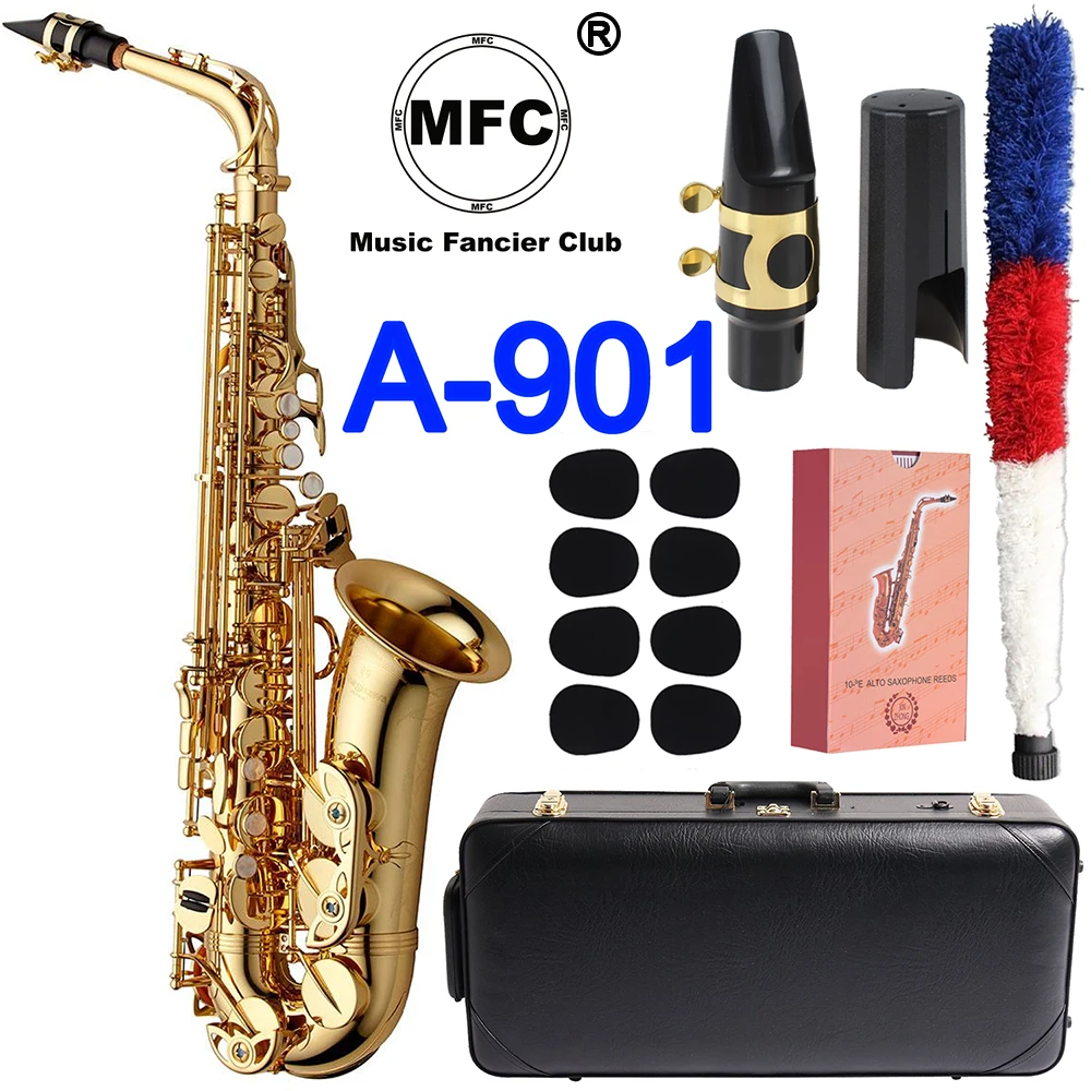 Brand New Professional Elegant Sound Alto Saxophone A-901 A-WO1 Gold Lacquer Sax Alto Mouthpiece Reeds Neck Musical Instrument
Brand New Professional Elegant Sound Alto Saxophone A-901 A-WO1 Gold Lacquer Sax Alto Mouthpiece Reeds Neck Musical Instrument