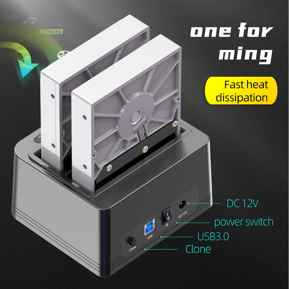 Dual Bay External Hard Drive Docking Station 3.5/2.5 inch SATA to USB 3.0 HDD SSD Hard Drive Enclosure for M.2 NGFF
Dual Bay External Hard Drive Docking Station 3.5/2.5 inch SATA to USB 3.0 HDD SSD Hard Drive Enclosure for M.2 NGFF