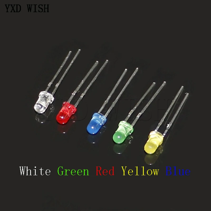 5Colorsx100pcs =500pcs F3 Ultra Bright 3MM Round Water Clear Green/Yellow/Blue/White/Red LED Light Lamp Emitting Diode Dides Kit
5Colorsx100pcs =500pcs F3 Ultra Bright 3MM Round Water Clear Green/Yellow/Blue/White/Red LED Light Lamp Emitting Diode Dides Kit