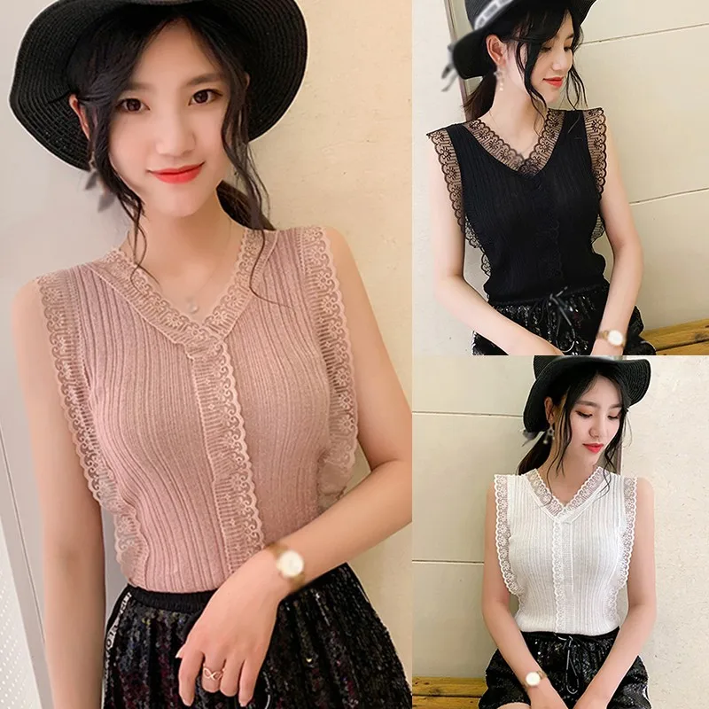 Fashion Women Fashion Casual Sleeveless Lace Hollow Out Knitted Splice Sweet Tops V-Neck Shirts
Fashion Women Fashion Casual Sleeveless Lace Hollow Out Knitted Splice Sweet Tops V-Neck Shirts
