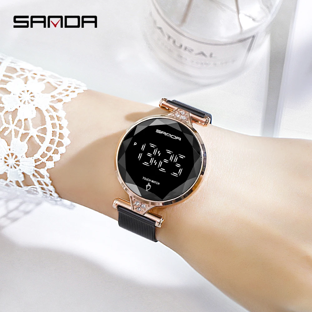 SANDA New Arrival Watches Women Fashion Touch Screen Digital Ladies Watch Waterproof Wrist Watches Women Clock Relogio Feminino 
SANDA New Arrival Watches Women Fashion Touch Screen Digital Ladies Watch Waterproof Wrist Watches Women Clock Relogio Feminino