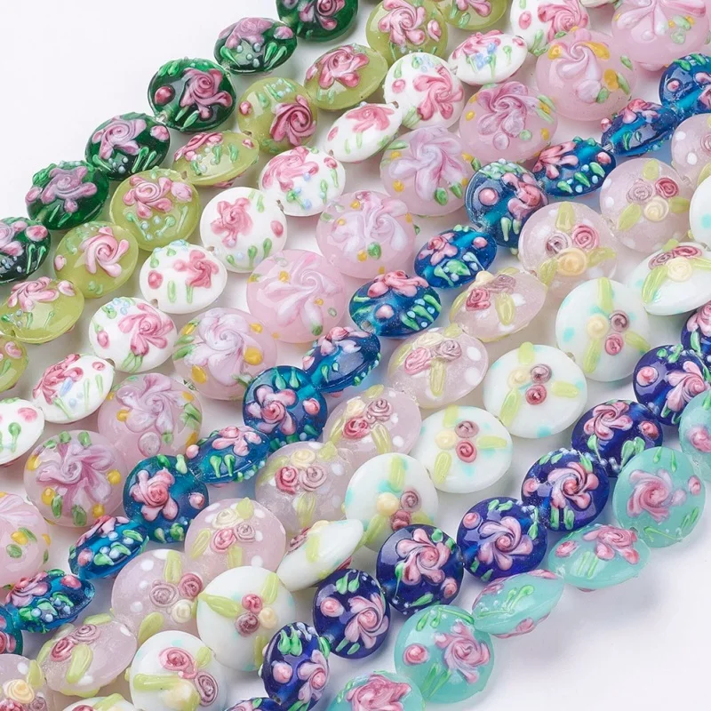 24pcs Handmade Bumpy Lampwork Beads Strands Flat Round with Flower for Jewelry Making DIY Bracelet Necklace 17~20.5x10~14mm
24pcs Handmade Bumpy Lampwork Beads Strands Flat Round with Flower for Jewelry Making DIY Bracelet Necklace 17~20.5x10~14mm