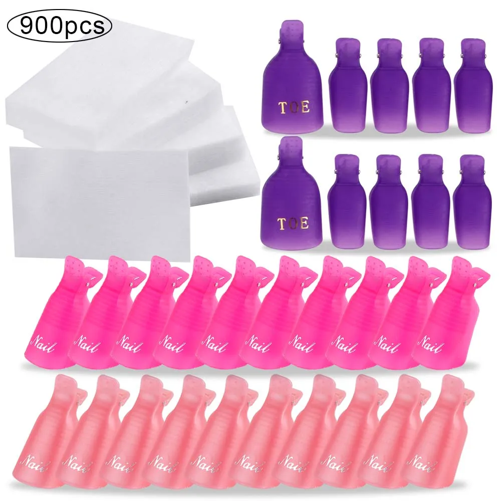 20PCS Plastic Fingers And Toes Nail Art Soak Off Cap Clip And 900PCS Clean Nail Gel Polish Removal Wraps Remove Tool Nail Tip
20PCS Plastic Fingers And Toes Nail Art Soak Off Cap Clip And 900PCS Clean Nail Gel Polish Removal Wraps Remove Tool Nail Tip