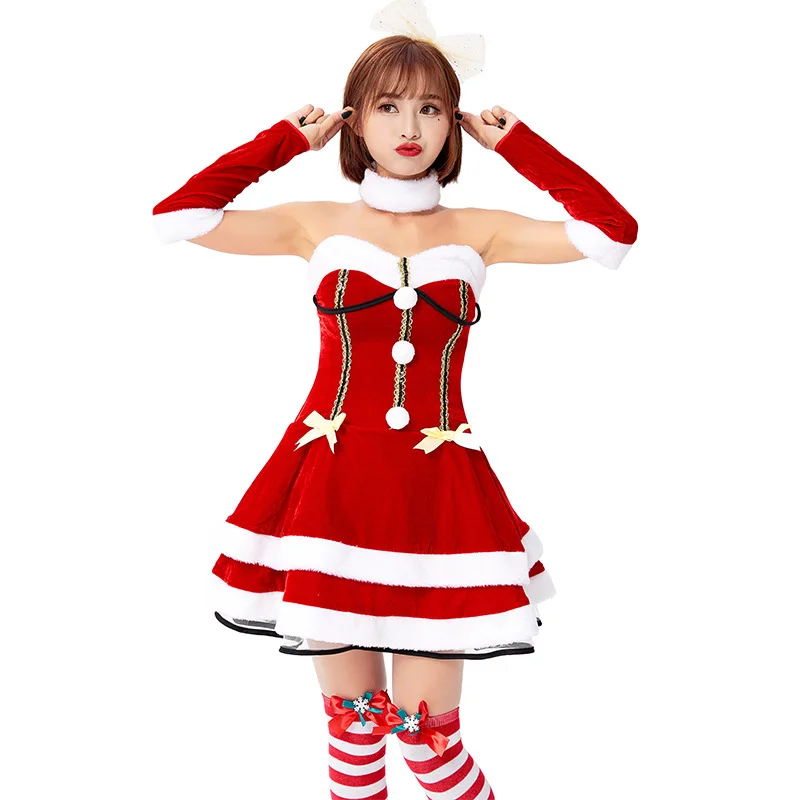 New Arrival Christmas Dress Women Christmas Costume For Adult Red Dresses Sexy strapless Female Santa Claus Costume
New Arrival Christmas Dress Women Christmas Costume For Adult Red Dresses Sexy strapless Female Santa Claus Costume