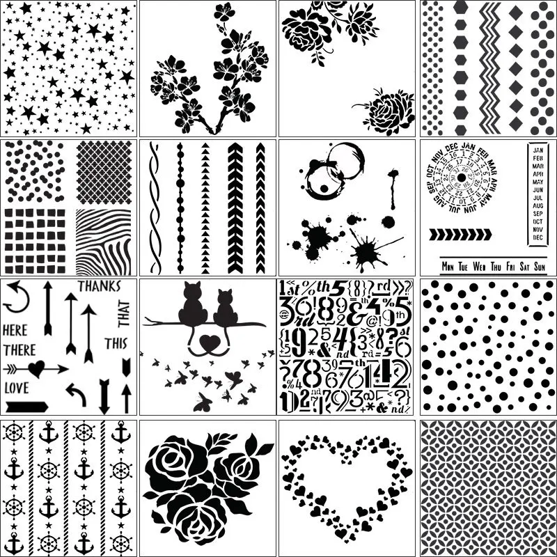 

16pcs/pack 14.1cmx13cm Reusable Plastic Mandala Stencils Painting Templates for Painting DIY Art Projects S0117