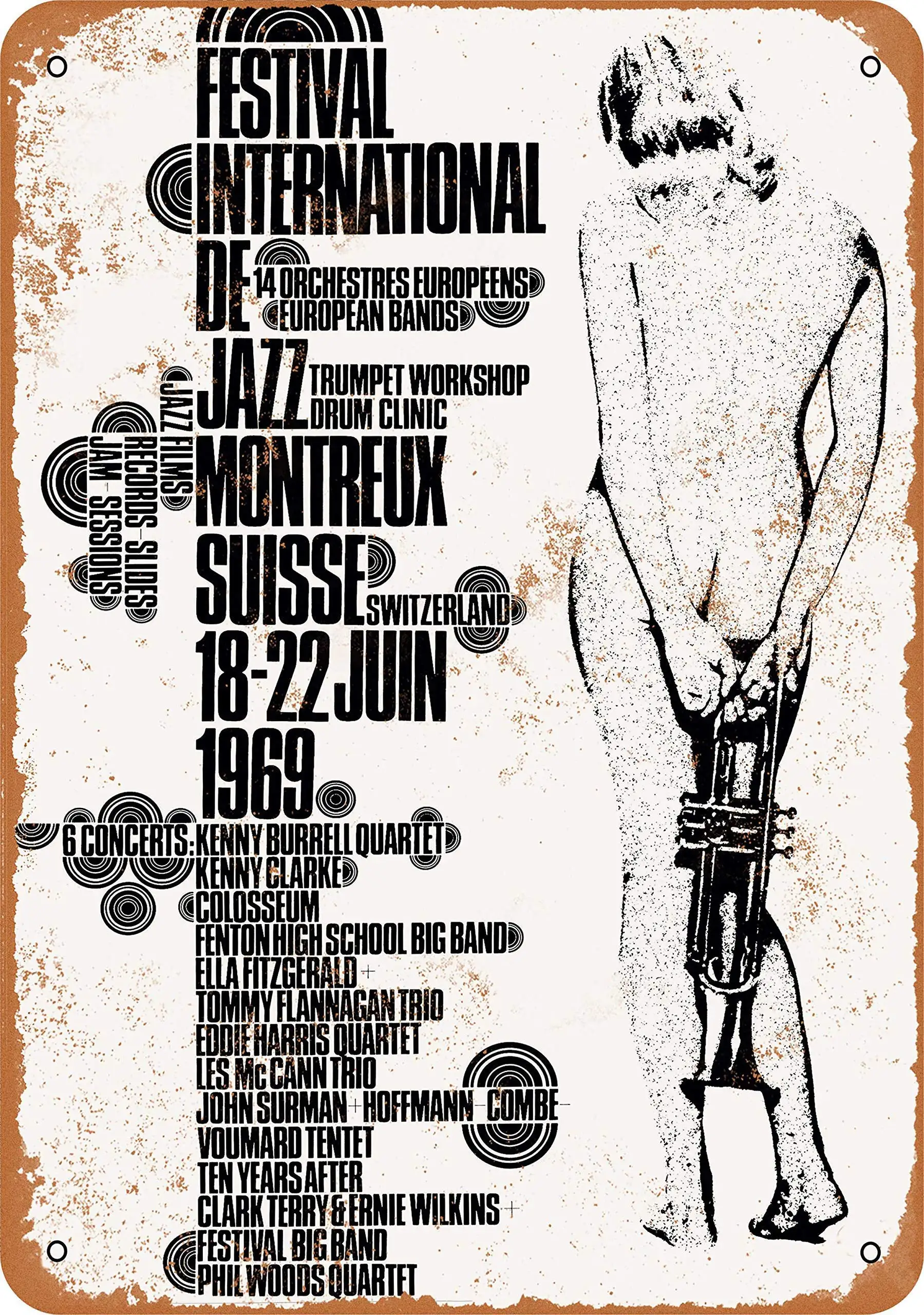 SLALL 1969 Montreux Jazz Festival Retro Street Sign Household Metal Tin Sign Bar Cafe Car Motorcycle Garage Decoration
SLALL 1969 Montreux Jazz Festival Retro Street Sign Household Metal Tin Sign Bar Cafe Car Motorcycle Garage Decoration