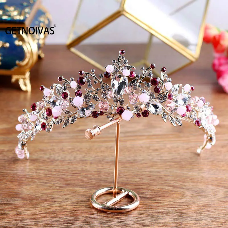 Bride Headband Crystal Rhinestone Pink Beads Bridal Crown Handmade Tiara Diadem Queen Crown Wedding Hair Accessories Decorate SL
Bride Headband Crystal Rhinestone Pink Beads Bridal Crown Handmade Tiara Diadem Queen Crown Wedding Hair Accessories Decorate SL