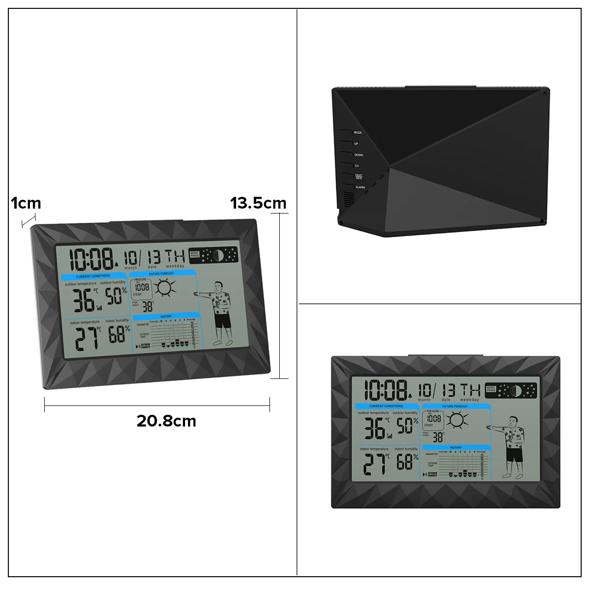 AUGIENB AUG8638 Ultra Thin LCD Weather Station + Outdoor Remote Sensor Thermometer Humidity Sunrise Sunset Calendar Snooze Clock
AUGIENB AUG8638 Ultra Thin LCD Weather Station + Outdoor Remote Sensor Thermometer Humidity Sunrise Sunset Calendar Snooze Clock