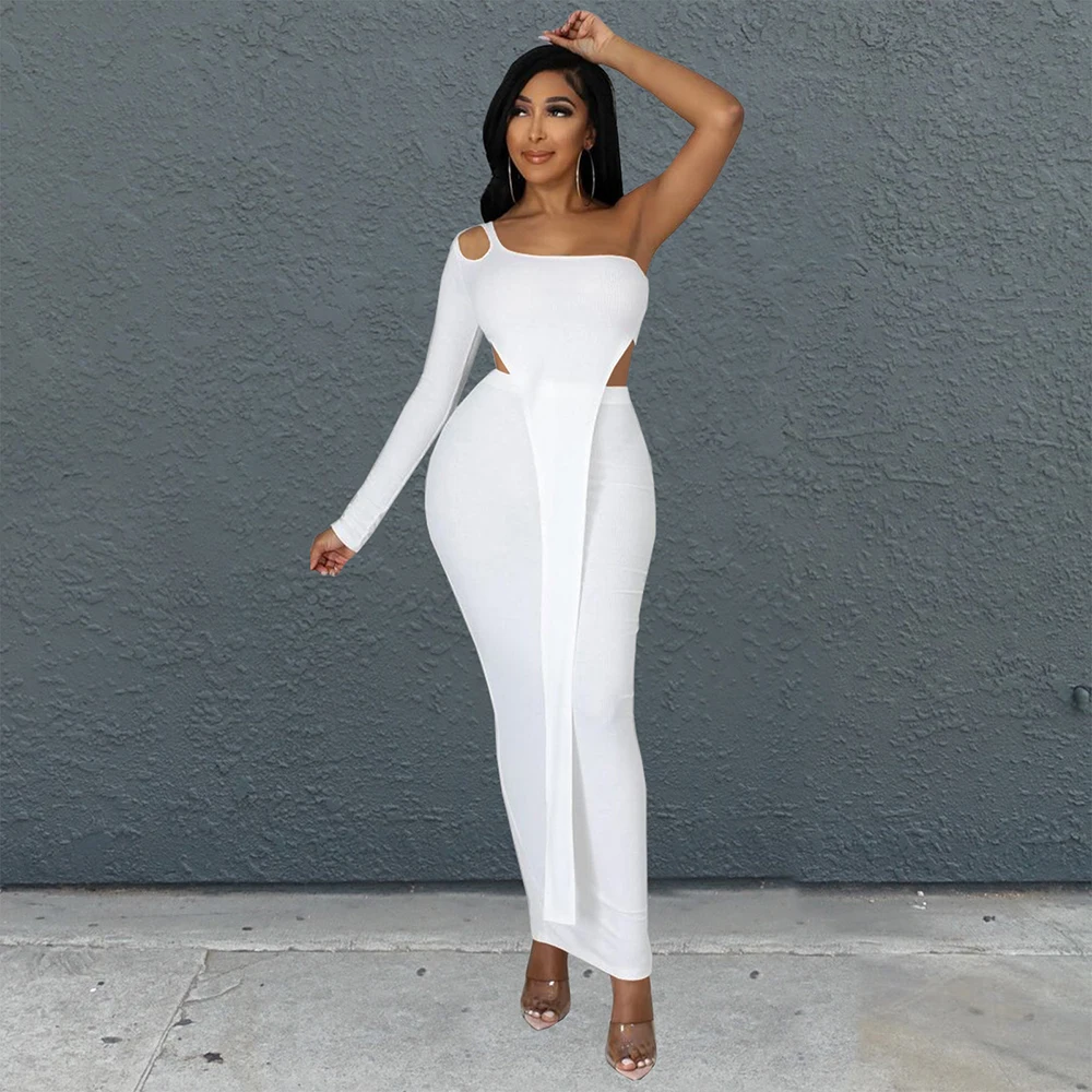 Asymmetrical Shape Two Piece Dress Sets Women's Matching Suits One Shoulder Long Sleeve Irregular Top and Back Split Slim Skirt
Asymmetrical Shape Two Piece Dress Sets Women's Matching Suits One Shoulder Long Sleeve Irregular Top and Back Split Slim Skirt