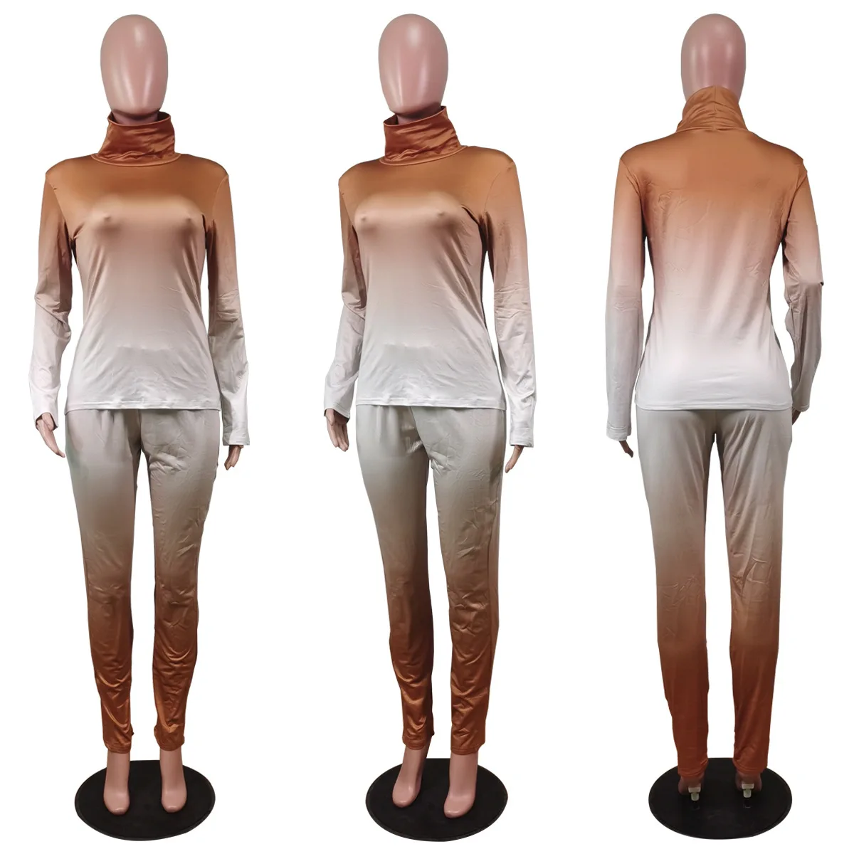European new fashion solid color leisure sports suit slim high collar long sleeve top and trousers women's two piece set
European new fashion solid color leisure sports suit slim high collar long sleeve top and trousers women's two piece set