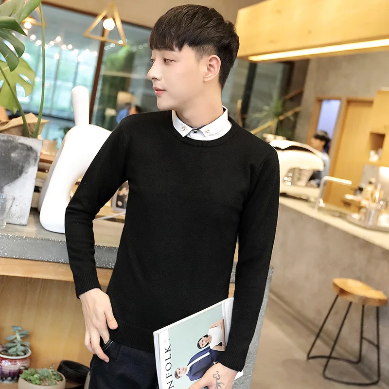 Sweater Men Fake Two Winter Long Sleeve Black Beige Brown Gray Pullovers Solid Turn-down Collar Casual Mens Sweaters
Sweater Men Fake Two Winter Long Sleeve Black Beige Brown Gray Pullovers Solid Turn-down Collar Casual Mens Sweaters