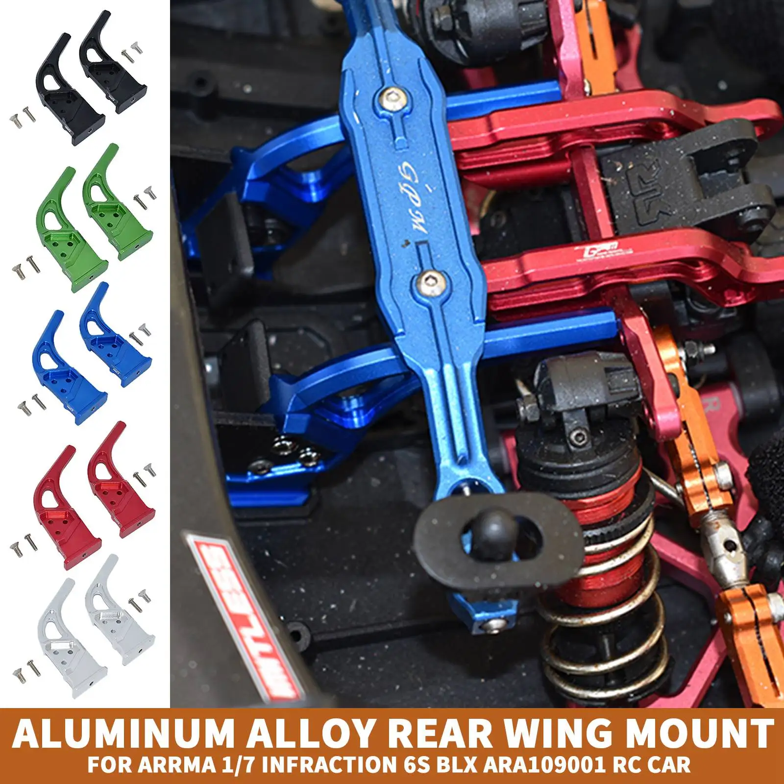 Rear Wing Mount for ARRMA 1/7 INFRACTION 6S BLX ARA109001 Support Spoiler Mount Aluminum Alloy RC Car parts
Rear Wing Mount for ARRMA 1/7 INFRACTION 6S BLX ARA109001 Support Spoiler Mount Aluminum Alloy RC Car parts