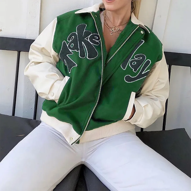 Fall 2021 Cardigan Women's Lapel Cardigan Long Sleeve Coat Jacket Loose Printed Casual Patchwork Baseball Women Jacket Coat
Fall 2021 Cardigan Women's Lapel Cardigan Long Sleeve Coat Jacket Loose Printed Casual Patchwork Baseball Women Jacket Coat