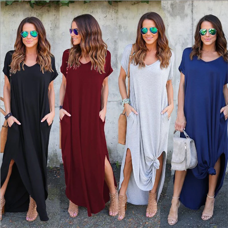 Plus Size 5XL Sexy Women Dress Summer 2020 Solid Casual Short Sleeve Maxi Dress For Women Long Dress Free Shipping Lady Dresses
Plus Size 5XL Sexy Women Dress Summer 2020 Solid Casual Short Sleeve Maxi Dress For Women Long Dress Free Shipping Lady Dresses