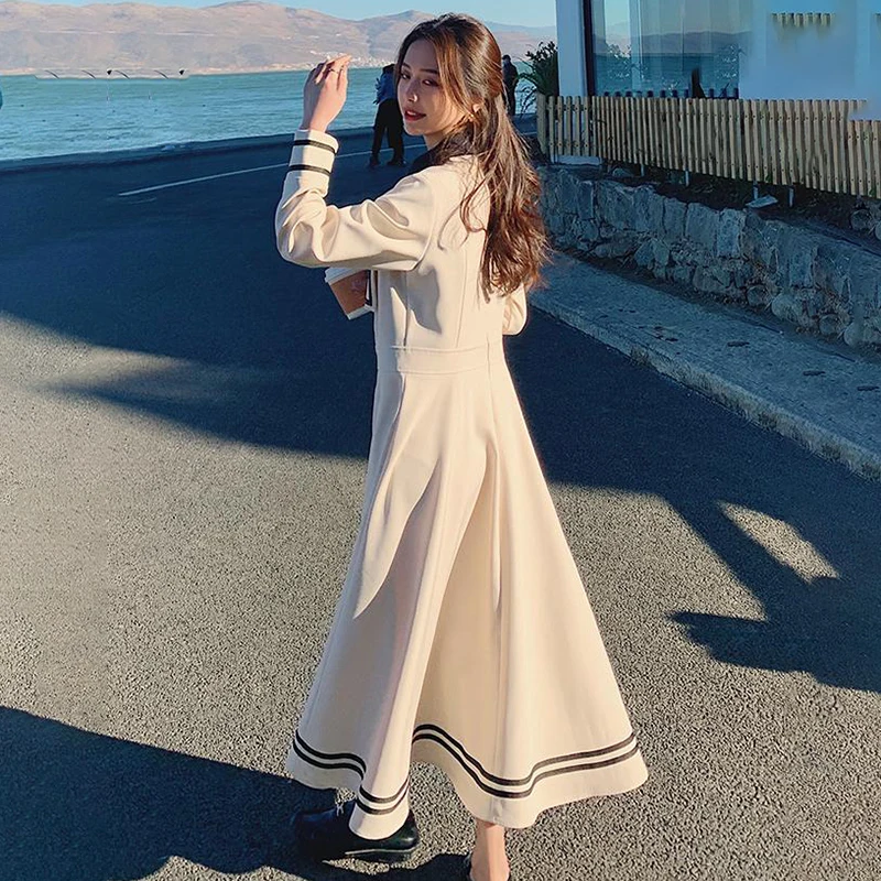 SHENGPLLAE Temperament Dress Women's Spring 2021 New Lapel Contrast Color Button Decoration Waist Long Sleeve Mid-calf Dresses
SHENGPLLAE Temperament Dress Women's Spring 2021 New Lapel Contrast Color Button Decoration Waist Long Sleeve Mid-calf Dresses
