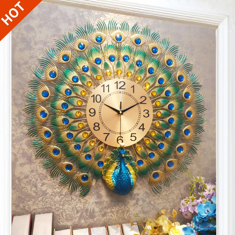 Watch table living room wall clock personality creative fashion peacock hanging table simple atmosphere clock 21 inch 
Watch table living room wall clock personality creative fashion peacock hanging table simple atmosphere clock 21 inch