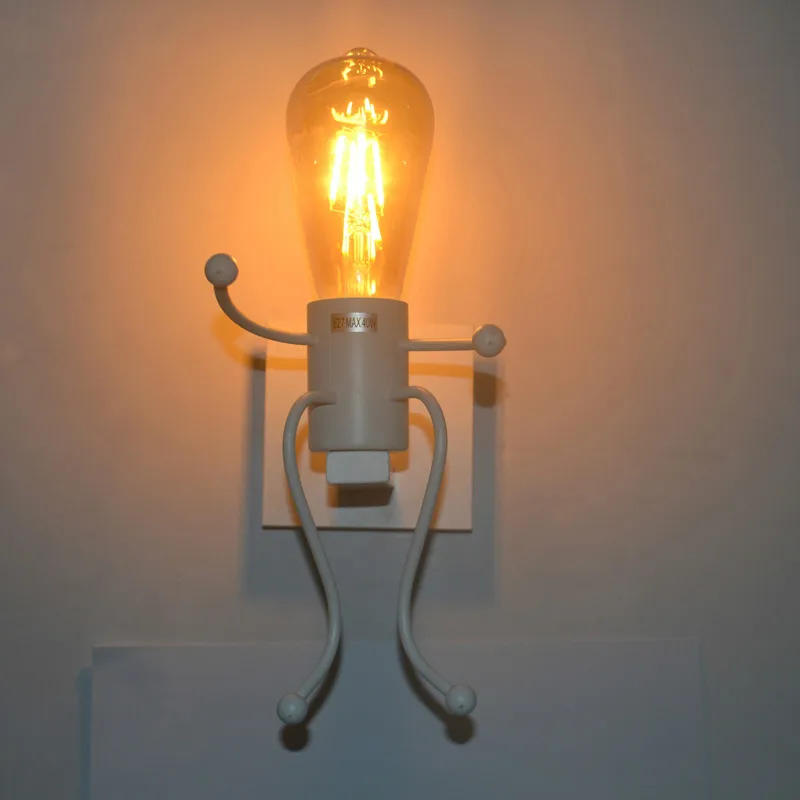 Винтажная настенная лампа компактное Бра в стиле робот железный светильник для