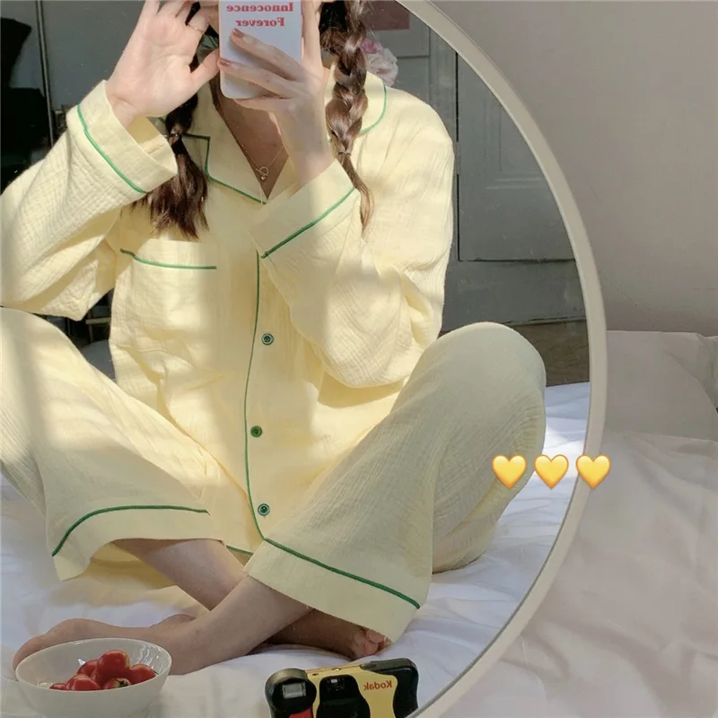 Fashion Femme Sleepwear Sexy Autumn Nightwear Cardigan Full Sleeve Pajamas Sets 2PCS Button Pyjamas V-neck Pijamas Home Clothes
Fashion Femme Sleepwear Sexy Autumn Nightwear Cardigan Full Sleeve Pajamas Sets 2PCS Button Pyjamas V-neck Pijamas Home Clothes