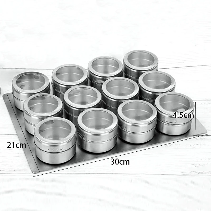 New 12pcs/Set Seasoning Pot Stainless Steel Spice Pepper Seasoning Bottle Visible Salt Seasoning Containers Herb Spice Tools
New 12pcs/Set Seasoning Pot Stainless Steel Spice Pepper Seasoning Bottle Visible Salt Seasoning Containers Herb Spice Tools