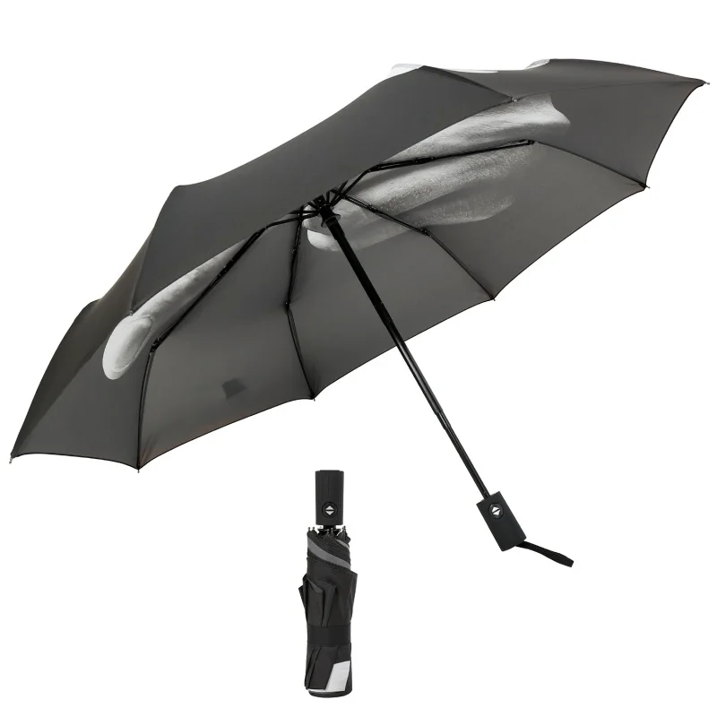 

Черный зонт с узором среднего пальца, Мужской Зонт от дождя, ветрозащитные складные зонты для солнечного и дождливого дня, зонтик