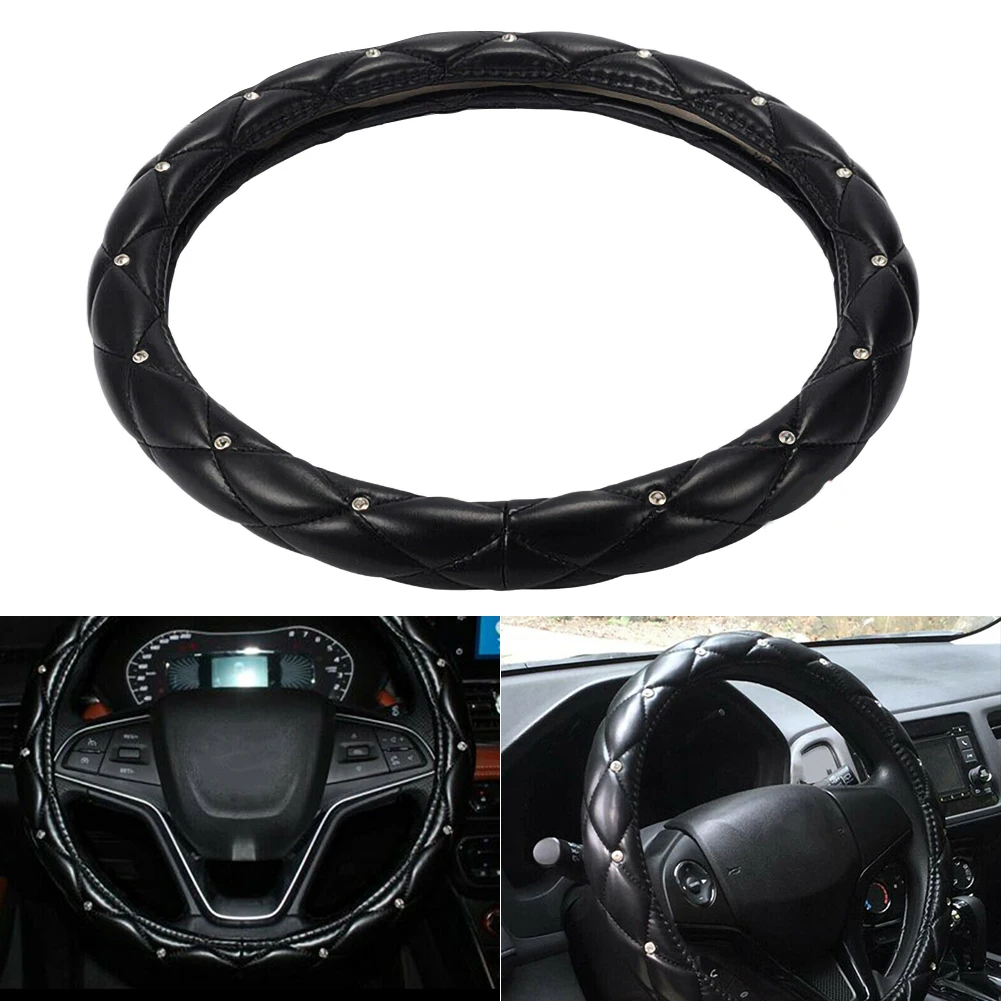 38cm Luxury Crystal Crown Studded Rhinestone PU Leather Car Steering Wheel Cover Universal Black Styling Steering Wheel Covers
38cm Luxury Crystal Crown Studded Rhinestone PU Leather Car Steering Wheel Cover Universal Black Styling Steering Wheel Covers
