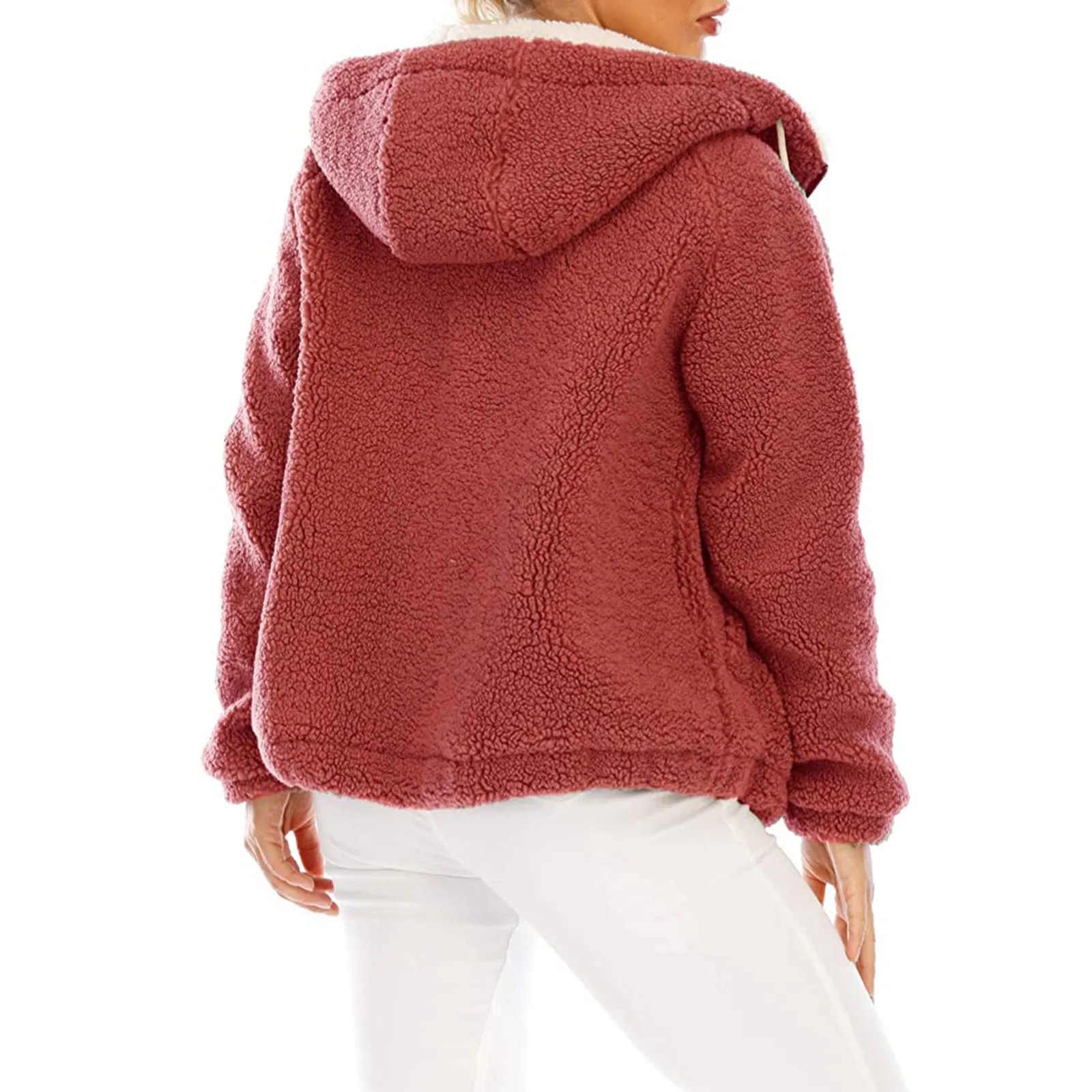 Women's Hooded Jacket Autumn Winter Warm Soft Solid Teddy Fleece Plush Hooded Casual Female Coat Jacket Outwear Plus Size #40 
Women's Hooded Jacket Autumn Winter Warm Soft Solid Teddy Fleece Plush Hooded Casual Female Coat Jacket Outwear Plus Size #40