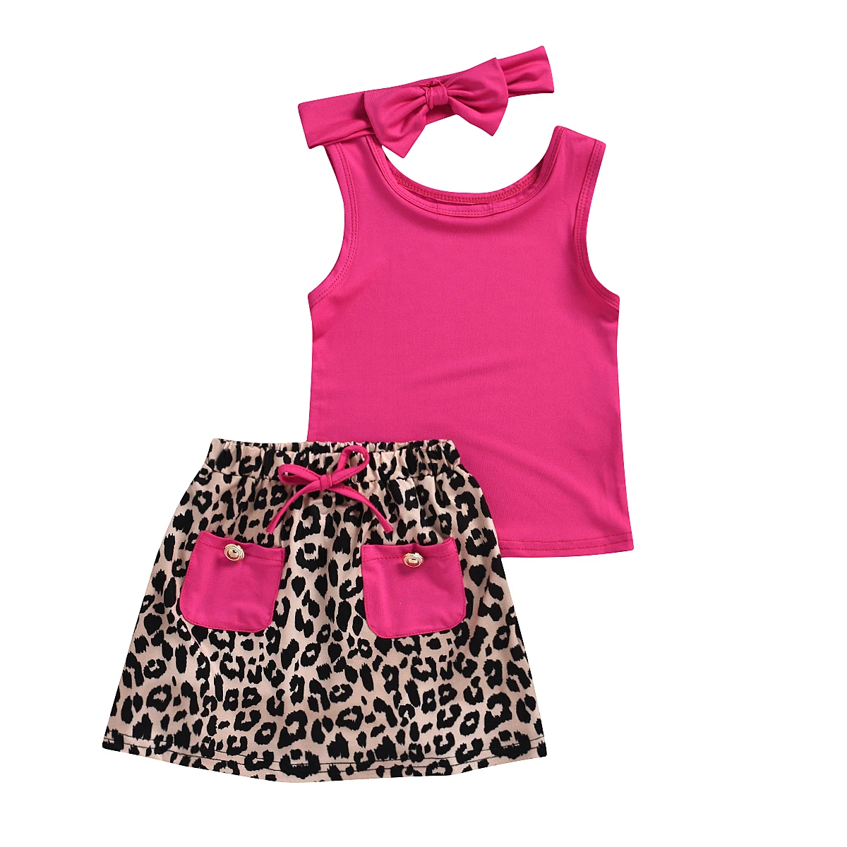 3PCs Kid Girl Summer Clothing Set Casual Toddler Kids Girl Leopard Clothes Sleeveles Tops Solid Vest + Leopard Skirts+ Headband
3PCs Kid Girl Summer Clothing Set Casual Toddler Kids Girl Leopard Clothes Sleeveles Tops Solid Vest + Leopard Skirts+ Headband