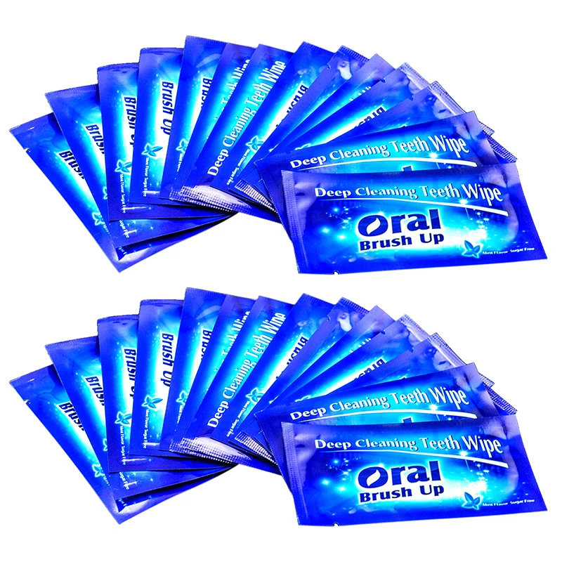 

50pcs Finger Deep Cleaning Teeth Wipe Dental Whitening Brush Up Wipes Tooth Wipes Oral Hygiene Remove Residue Stains
