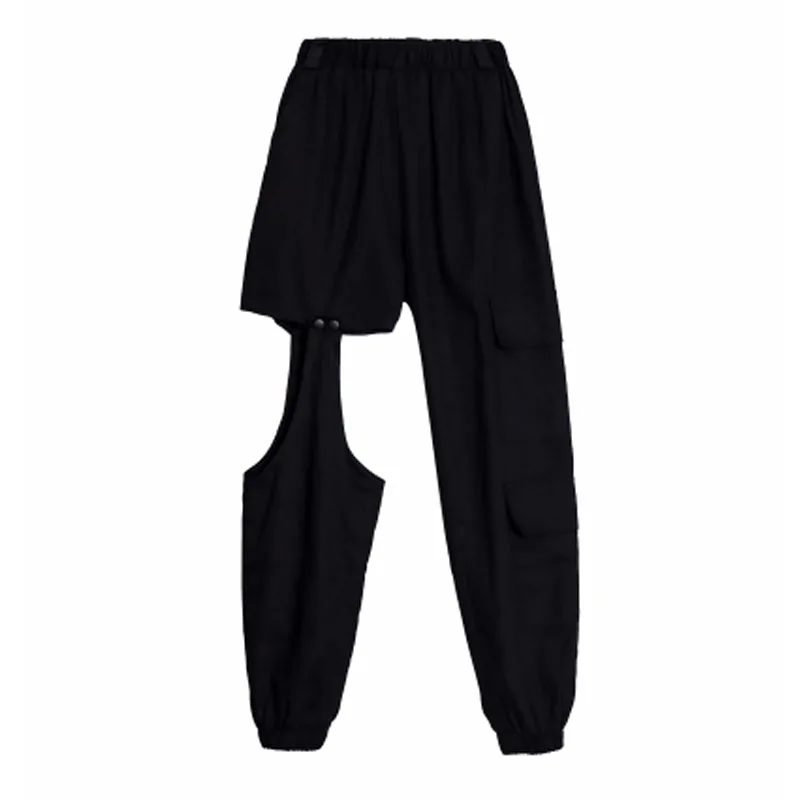 2021 New Hole Casual Loose Feet Black Streetwear Hot Selling Overalls Women's Summer All-Match Cargo Pants for Women 
2021 New Hole Casual Loose Feet Black Streetwear Hot Selling Overalls Women's Summer All-Match Cargo Pants for Women