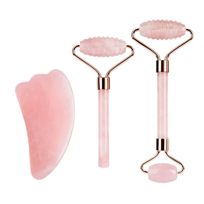 4 in 1 Rose Quartz Roller with Gua Sha Set Double Heads Jade Stone Face Lift Body Skin Lift Jade Roller 3Pcs/Lot
4 in 1 Rose Quartz Roller with Gua Sha Set Double Heads Jade Stone Face Lift Body Skin Lift Jade Roller 3Pcs/Lot