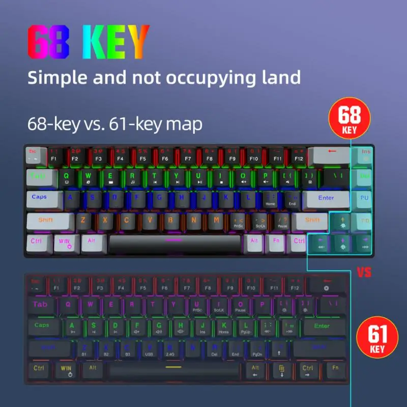 Mechanical Keyboard Blue Axis Red Axis 68-key Dual-color RGB Multiple Backlit Gaming Keyboard Wired Keyboard For Gamer Laptop PC
Mechanical Keyboard Blue Axis Red Axis 68-key Dual-color RGB Multiple Backlit Gaming Keyboard Wired Keyboard For Gamer Laptop PC
