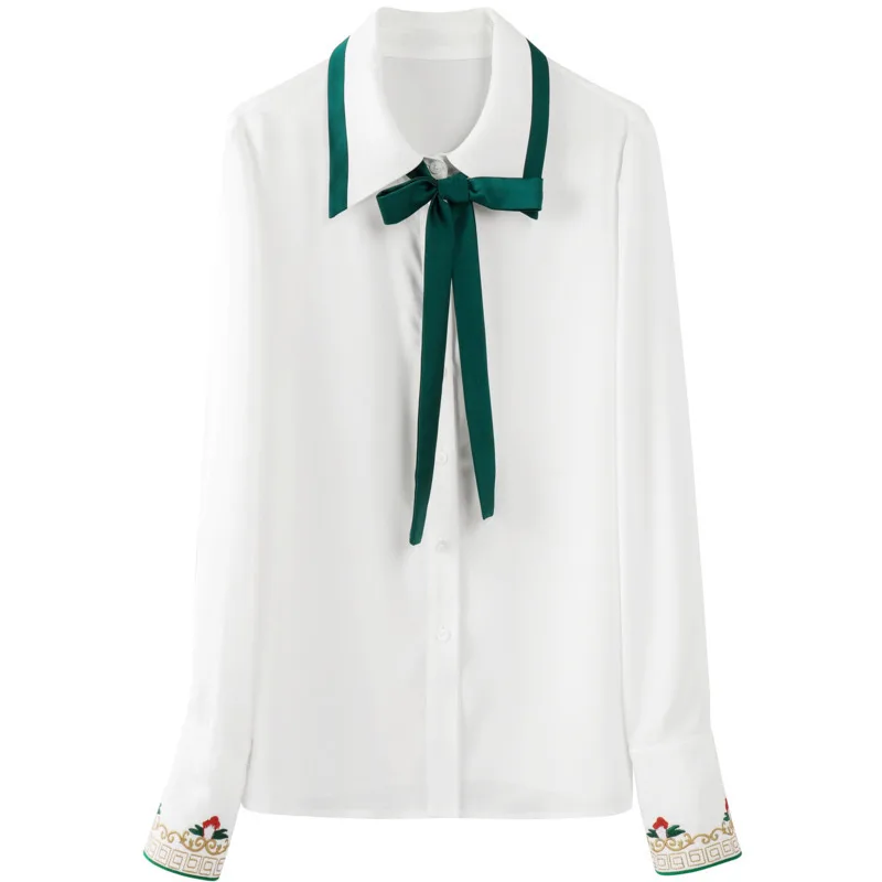 Design sense bow tie steamer handsome niche embroidery long-sleeved chiffon shirt
Design sense bow tie steamer handsome niche embroidery long-sleeved chiffon shirt