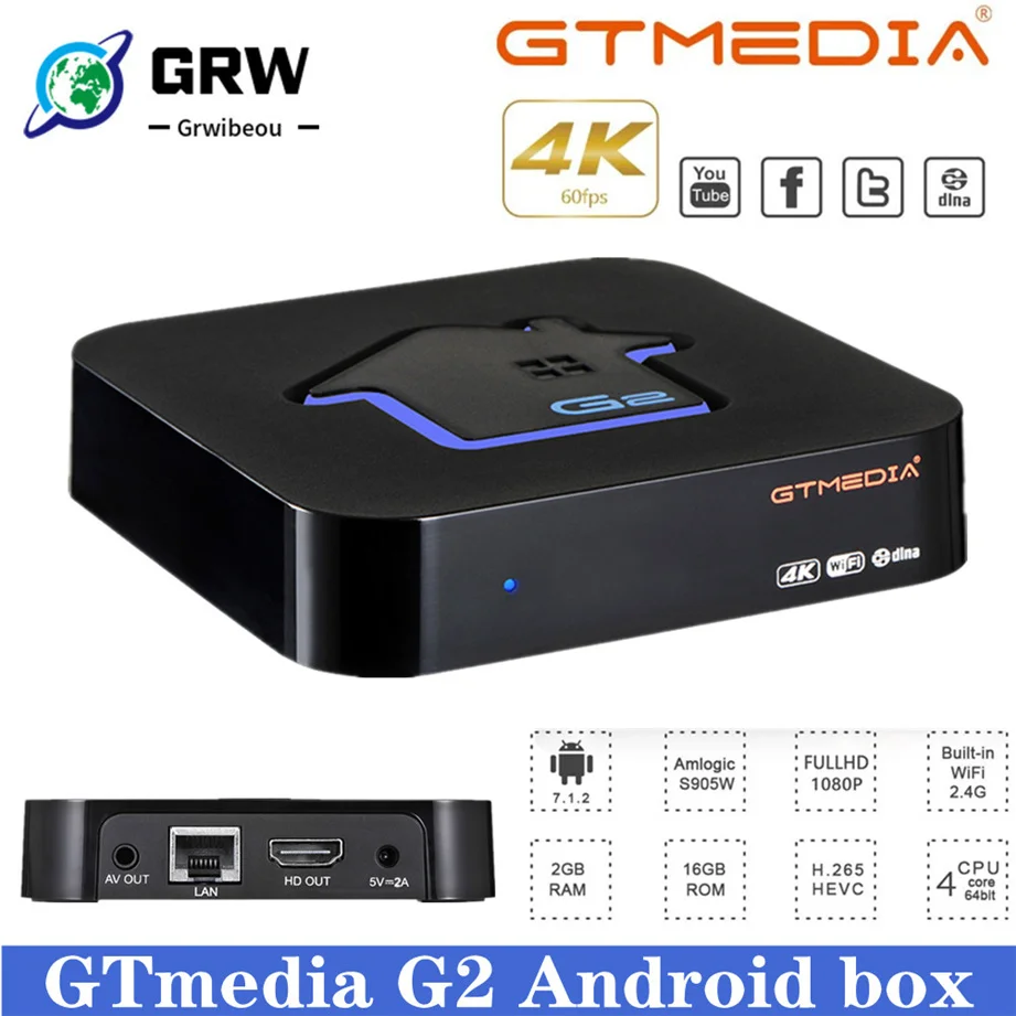 GTmedia G2 Android TV Box, 4k Ultra HD Amlogic S905W Quad Core ARM 2GB + 16GB 2.4G WIFI Smart Cast Media Player Set Top Box
GTmedia G2 Android TV Box, 4k Ultra HD Amlogic S905W Quad Core ARM 2GB + 16GB 2.4G WIFI Smart Cast Media Player Set Top Box