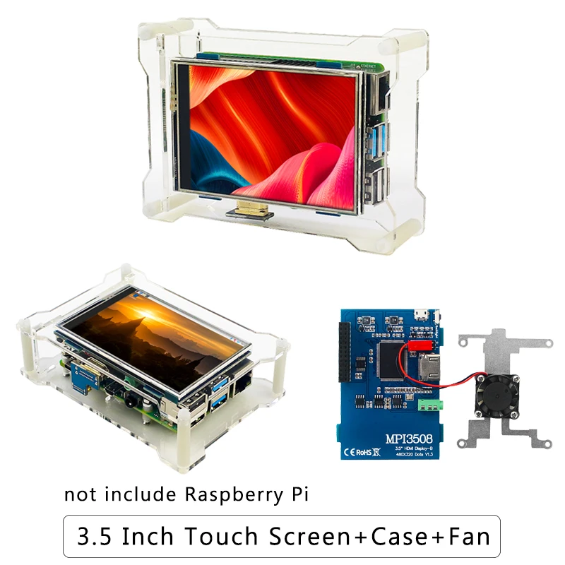 3.5 Inch Touch Screen for Raspberry Pi 4 Model B/3B+/3B with Cooling Fan + Acrylic Case + Heatsinks TFT LCD 60FPS Disaply
3.5 Inch Touch Screen for Raspberry Pi 4 Model B/3B+/3B with Cooling Fan + Acrylic Case + Heatsinks TFT LCD 60FPS Disaply