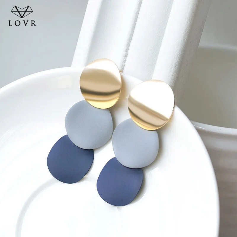 LOVR 2019 Fashion Unique Metal Statement Drop Earrings for Women Vintage Korean Geometric Hanging Dangle Earring Jewelry Wholes | Украшения