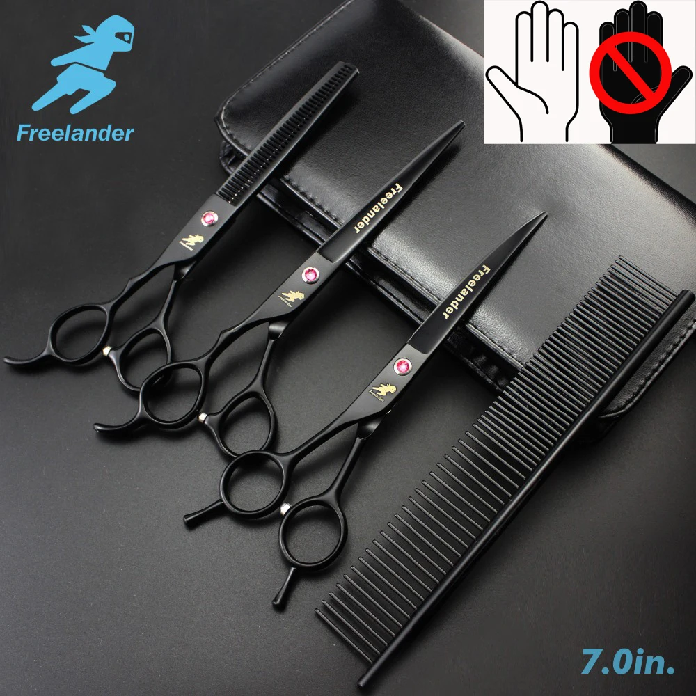 Professional Black 7 Inch Dog Caring for Horses Scissors Pet Levers Scissors Kit Cutting + Curved + Thinning + Steel Comb + Bag
Professional Black 7 Inch Dog Caring for Horses Scissors Pet Levers Scissors Kit Cutting + Curved + Thinning + Steel Comb + Bag