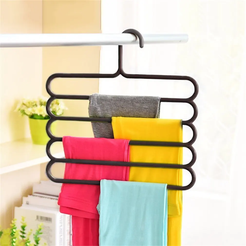 

Anti-slip Magic Multiple Layer Trousers Hanger Multifunction Pants Closet Belt Holder Rack S-type 5 Layers Saving Space