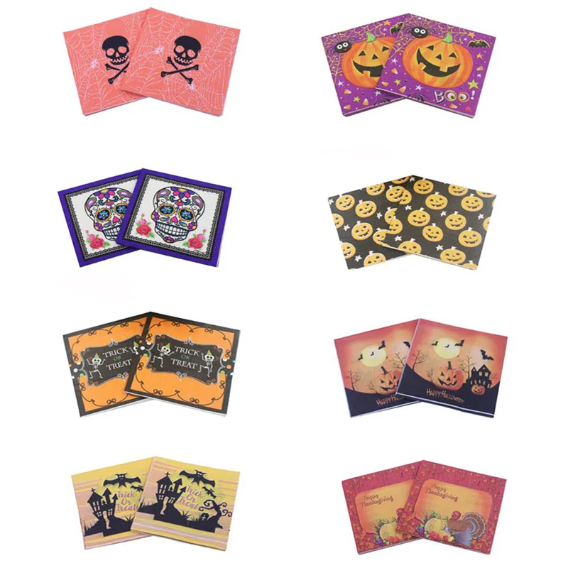 8 Festival paper towels, color printed napkins, Halloween, pumpkin, bat, skeleton, paper towels, party bar decoration 
8 Festival paper towels, color printed napkins, Halloween, pumpkin, bat, skeleton, paper towels, party bar decoration