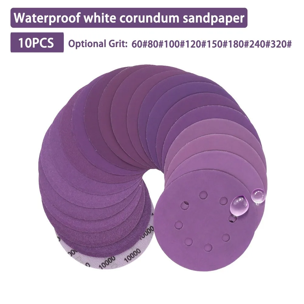 10PCS 5 Inch 8 Holes Waterproof White Corundum Sanding Discs Hook&Loop Sandpaper For Wood Furniture Finishing Metal Grinding
10PCS 5 Inch 8 Holes Waterproof White Corundum Sanding Discs Hook&Loop Sandpaper For Wood Furniture Finishing Metal Grinding