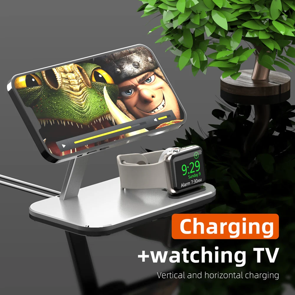 2 in 1 Phone Holder For Magsafe Wireless Charger Stand for iPhone 12 Pro Mini Bracket Desk Aluminum Alloy Mount for Apple Watch
2 in 1 Phone Holder For Magsafe Wireless Charger Stand for iPhone 12 Pro Mini Bracket Desk Aluminum Alloy Mount for Apple Watch