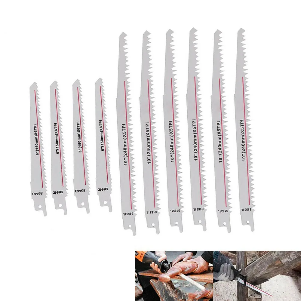 10pcs Set Reciprocating Saber Saw Blades For Wood Metal Cutting S644D & S1531L Replacement Attachment
10pcs Set Reciprocating Saber Saw Blades For Wood Metal Cutting S644D & S1531L Replacement Attachment